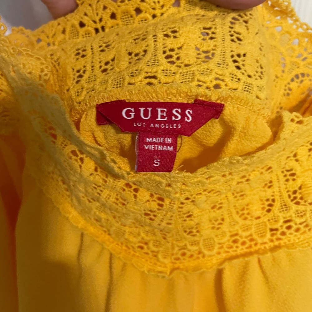 Guess Yellow Ruffled Cropped Blouse - Picture 13 of 14